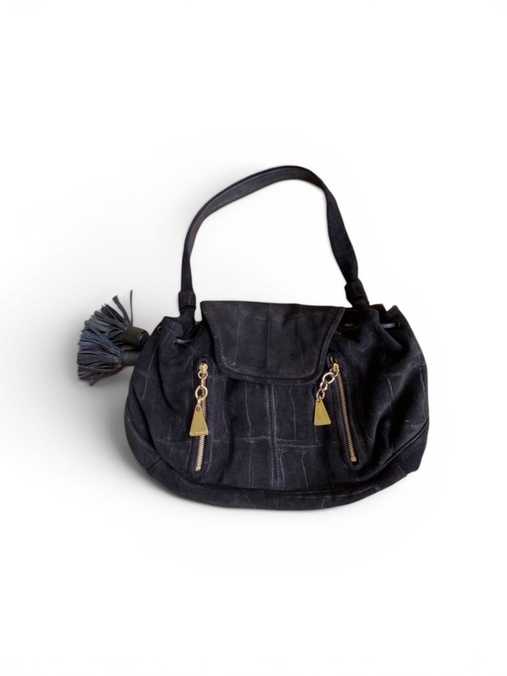 See by Chloe Cherry two way Suede shoulder bag black gold alligator